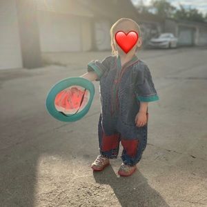 Cutes Vintage 80’s Denim Jumper 1-2 years Baby Toddler - great for a photo shoot